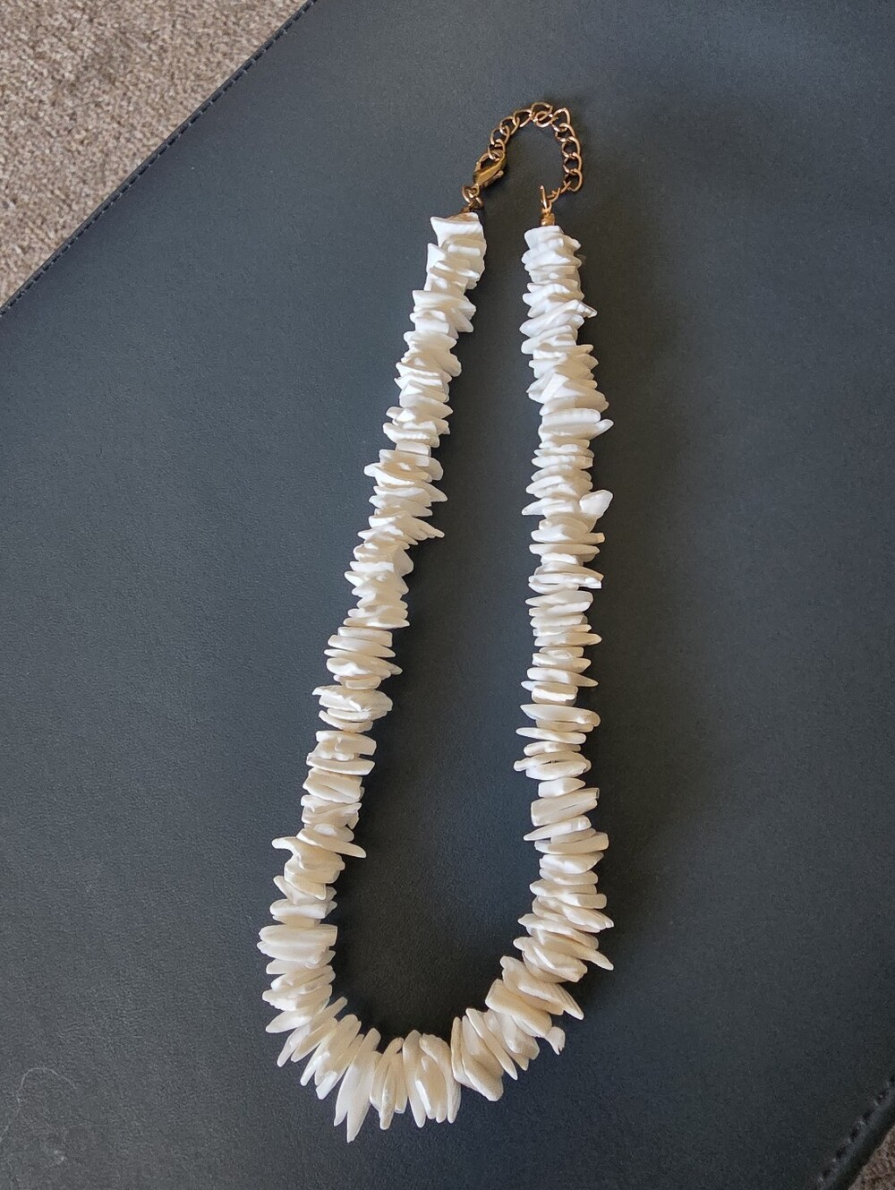 White shell necklace. Puka shell chip necklace, Chocker.